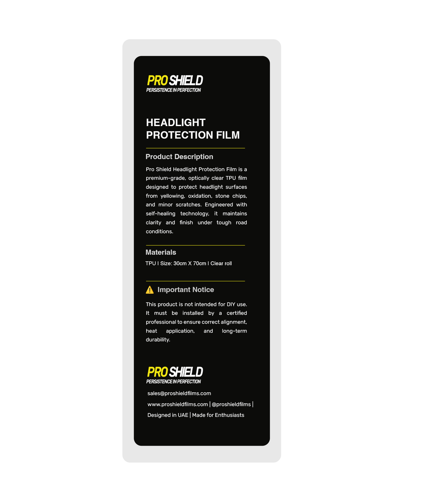 Pro Shield Headlight Protection Film