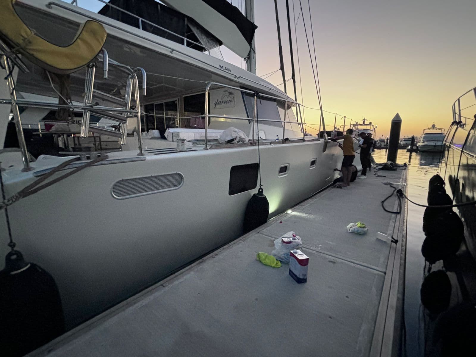 Satin White Pearl Catamaran Wrap — Dubai Marina | Pro Shield Films
