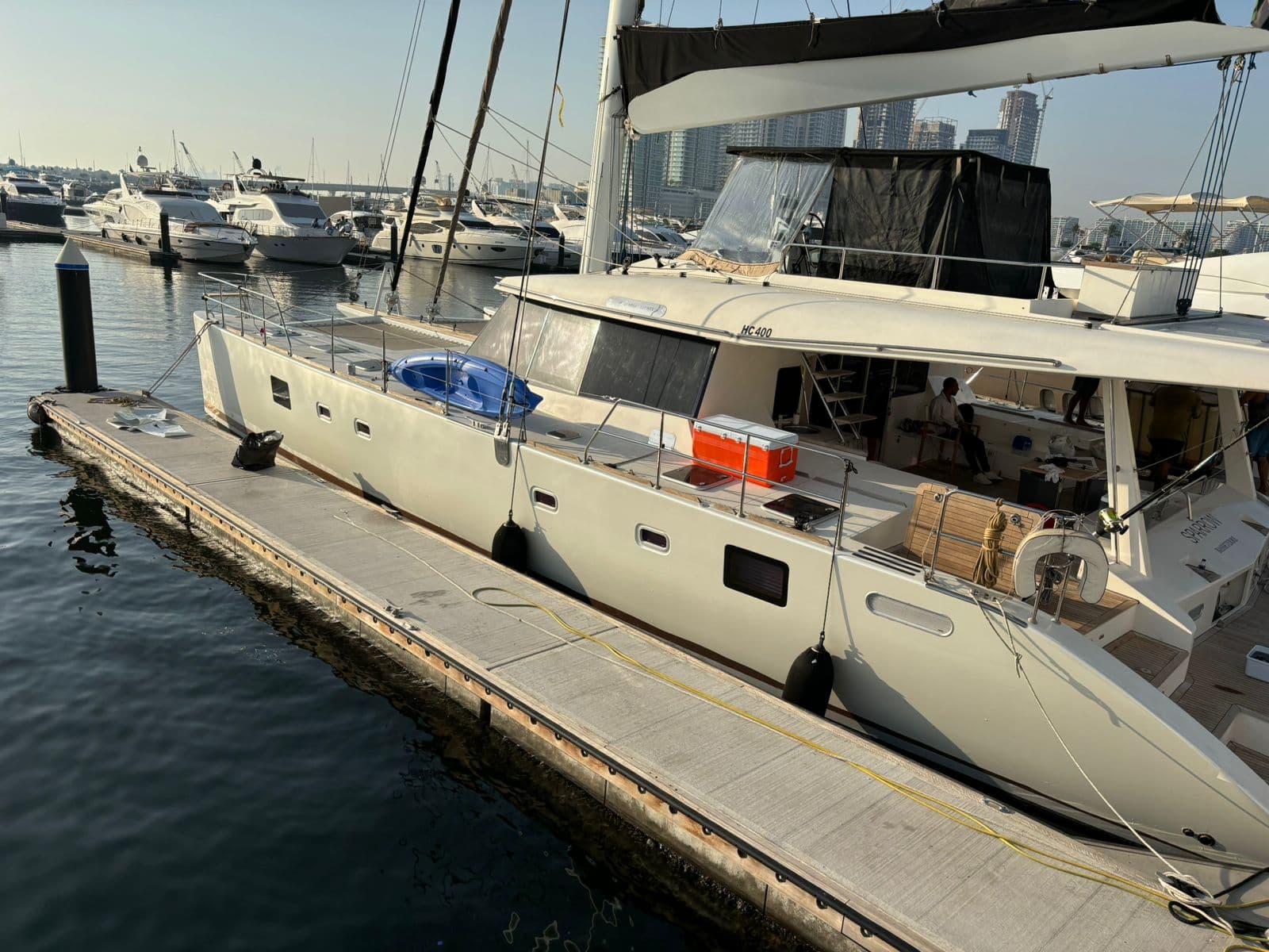 Satin White Pearl Catamaran Wrap — Dubai Marina | Pro Shield Films